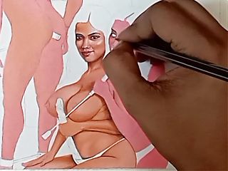 Erotic Art Or Drawing Of Two Sexy Desi Indian Bhabhi