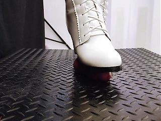 House Waitress Traps and Dominates you in White Dangerous Boots - TamyStarly - (Edited Version) CBT, Ballbusting
